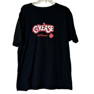Grease The Musical Cast T Shirt Black V Neck Short Sleeve Crew